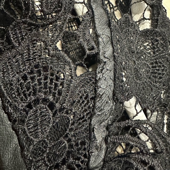 INC Faux Leather Trimmed Lace Moto Jacket. - Picture 7 of 8